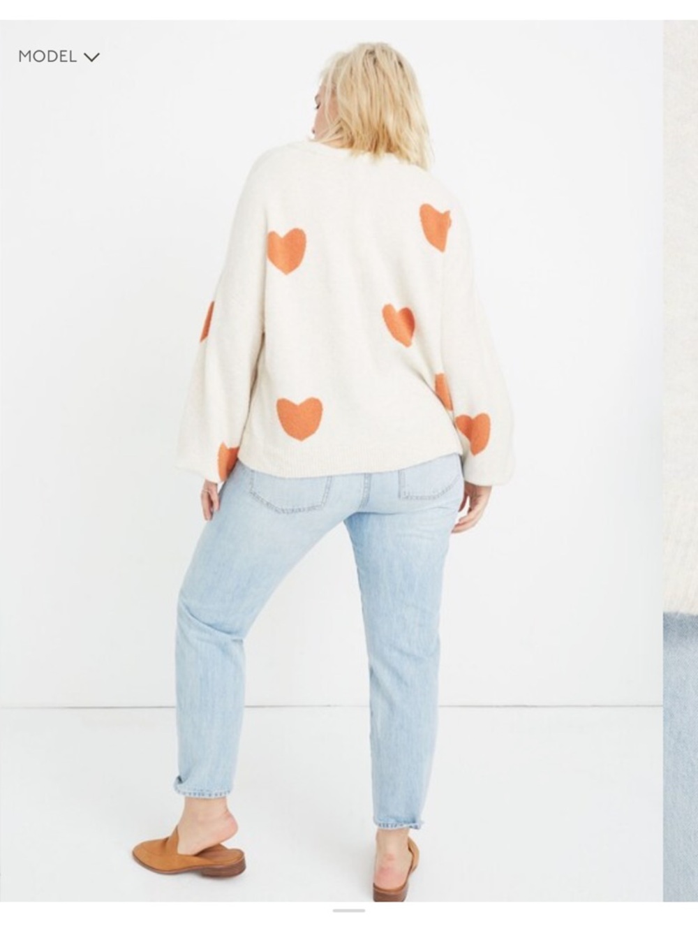 Madewell Cream Crewneck Sweater with Heart Motif - Picture 3 of 11